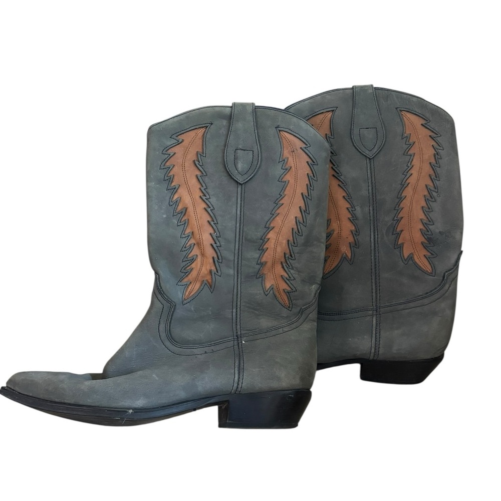 Dingo Women's Cowboy Boots Classic Gray and Brown Western Shoes - Picture 4 of 6